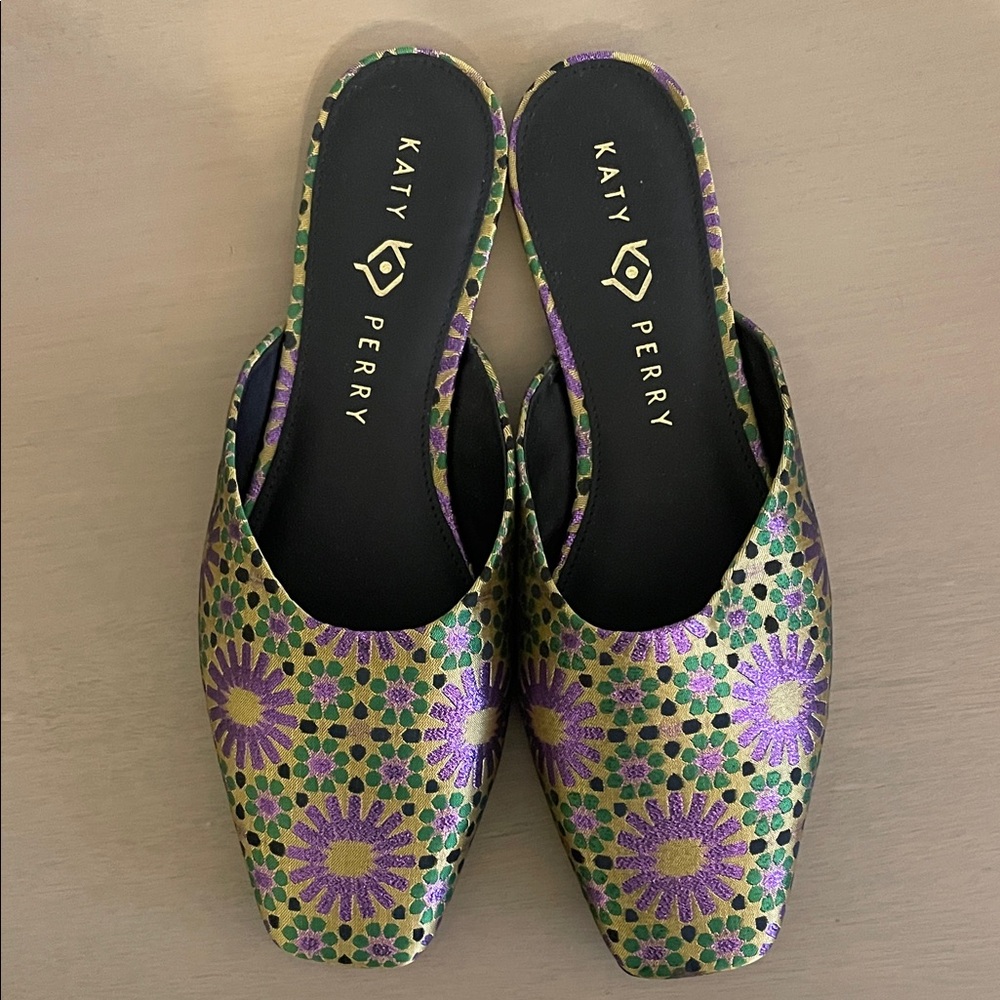 Katy Perry Evie Collection Floral Mules - Purple and Green - Picture 2 of 5